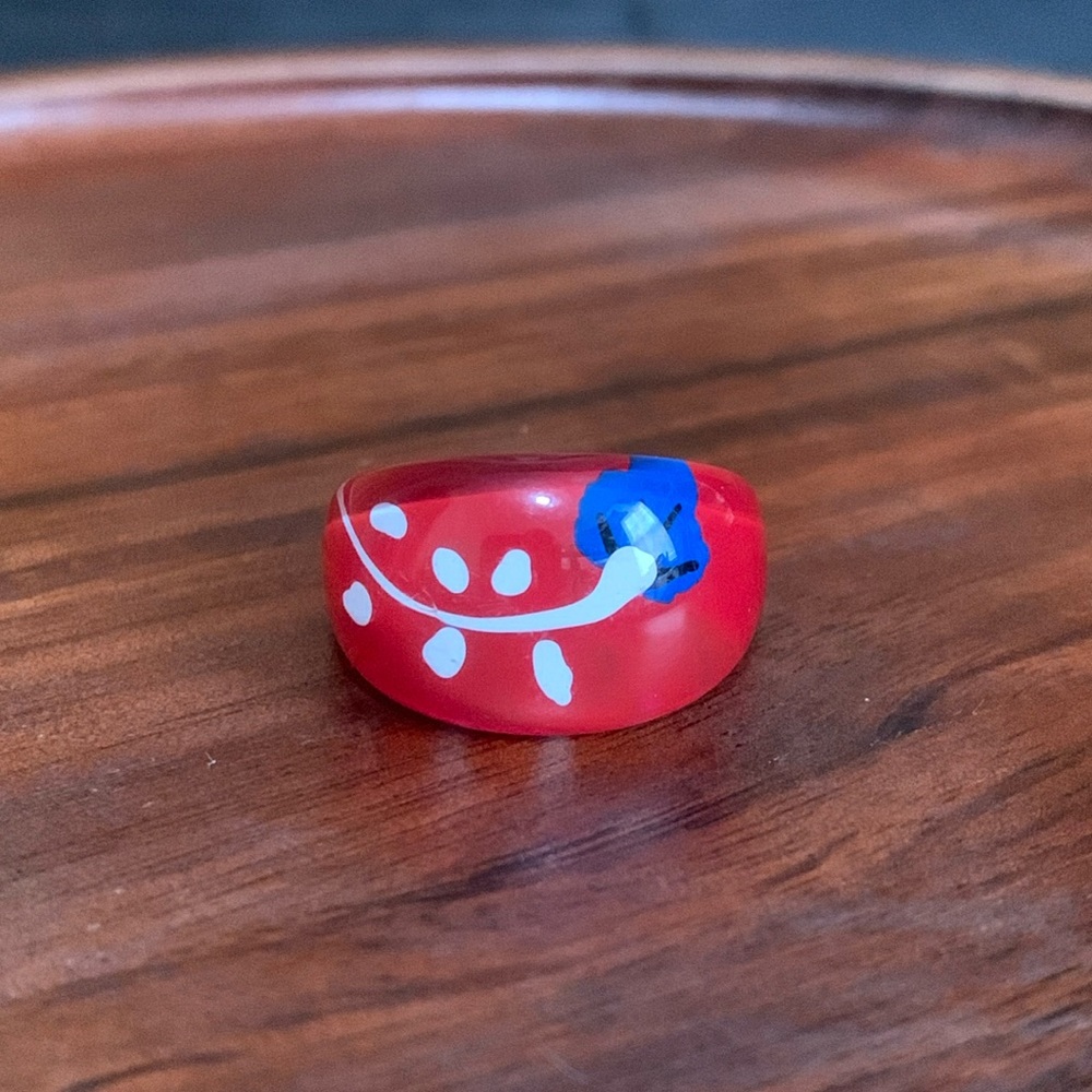 Red/white/blue flower ring size 9